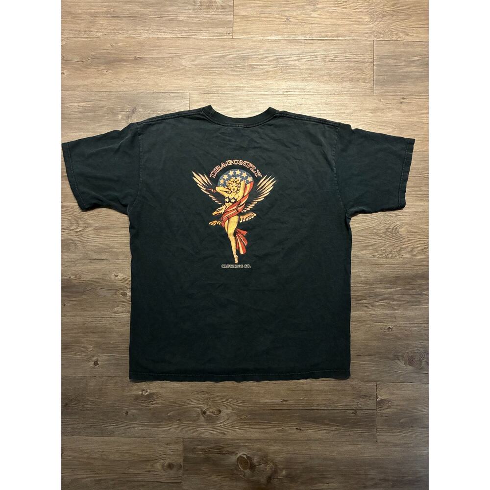 Vintage Dragonfly Clothing Co. T-Shirt Men's XL Tattoo Pin Up Girl Black Graphic